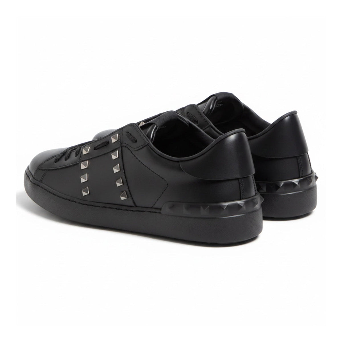 Valentino Rockstud Untitled Sneaker In Calfskin Leather Black