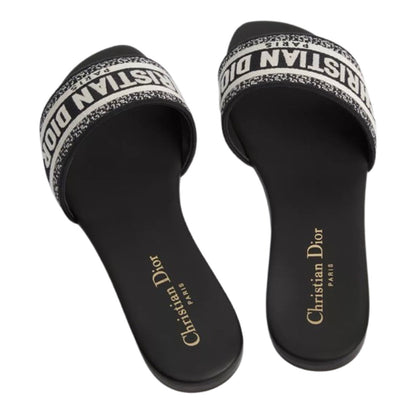 Dior Dway Slide Embroidered Cotton 'Black'