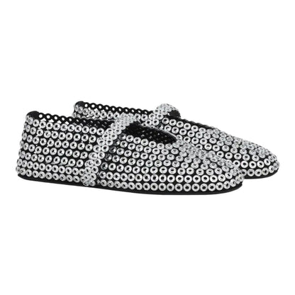 ALAÏA Glass-Embellished Ballet Flats 'Silver'