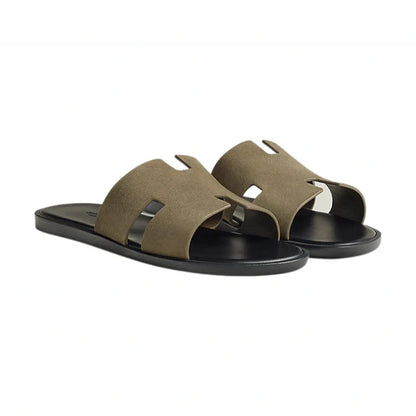 Hermes Haven Suede H Style Slip-On Olive