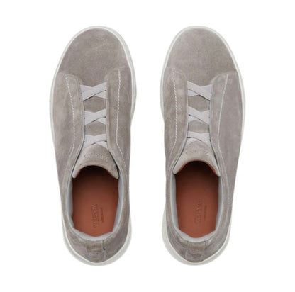 Zegna Grey Mélange Suede Triple Stitch™ Sneakers