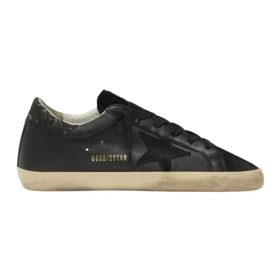 Golden Goose Superstar – Black Glitter Heel