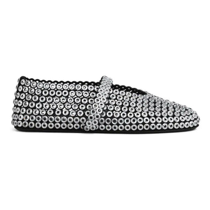 ALAÏA Glass-Embellished Ballet Flats 'Silver'