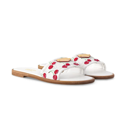 Takashi Murakami x Louis Vuitton Cherry Lily Flat Mule 'White'