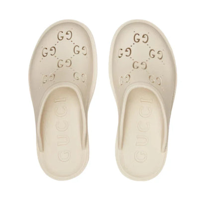 Gucci Perforated GG platform mules